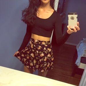 Floral mini skater skirt